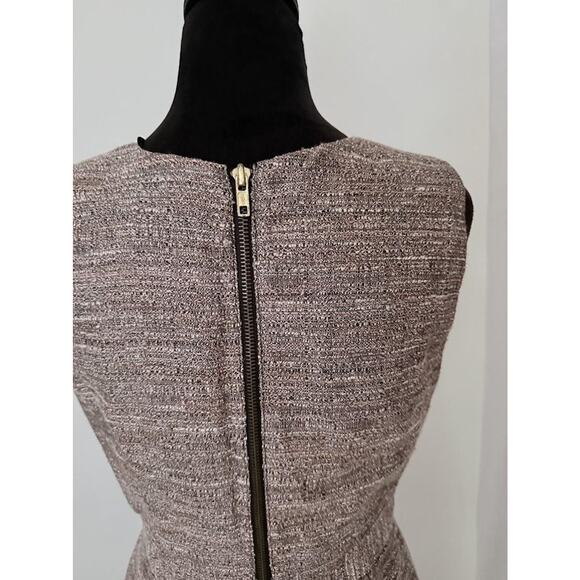 Worthington Dress Women's 8 Brown Pink Tweed Sheath Sleeveless Exposed Back Zip - Picture 13 of 16
